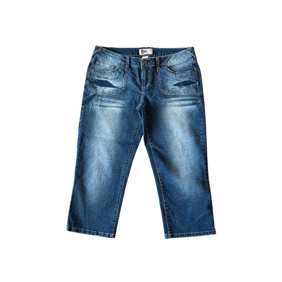 SO Capri Jeans Low Rise Stretch Denim Junior Size 11 Blue - Picture 1 of 7